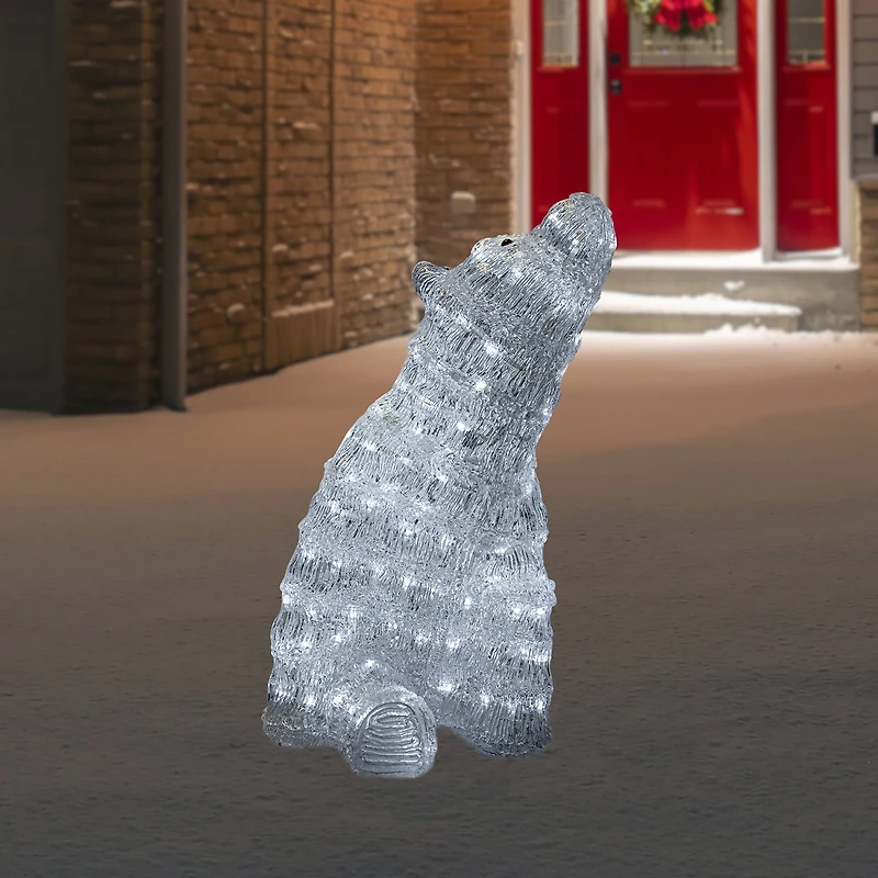 18.5'' Lighted Commercial Grade Acrylic Polar Bear Christmas Display Decoration