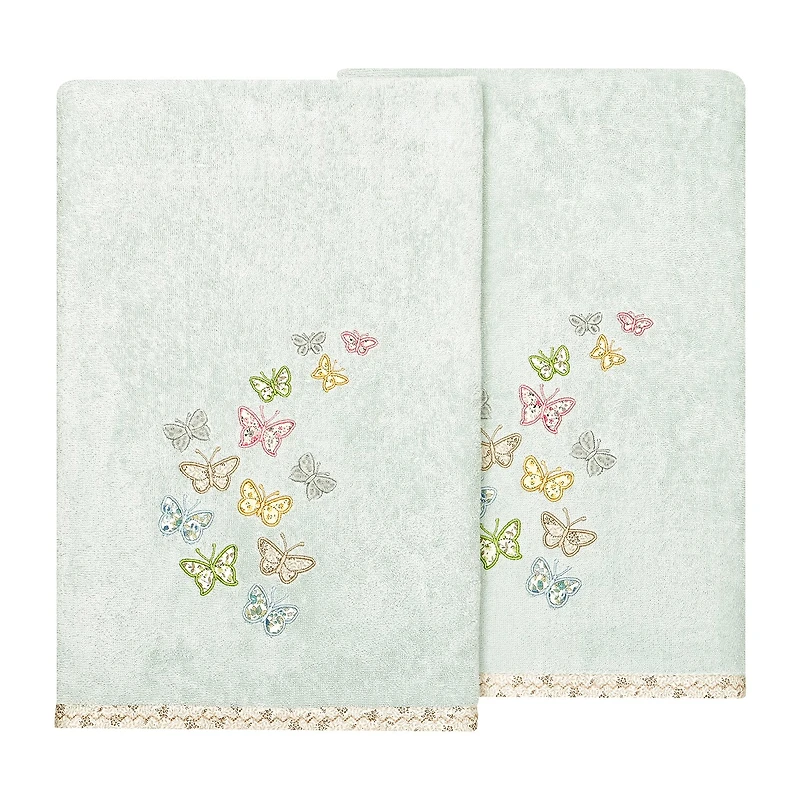 Linum Home Textiles Mariposa Embellished 2-pc. Bath Towel Set