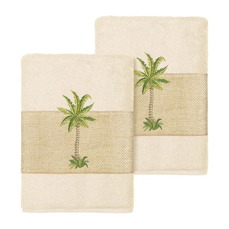 Linum Home Textiles Colton 2-pc. Embellished Washcloth