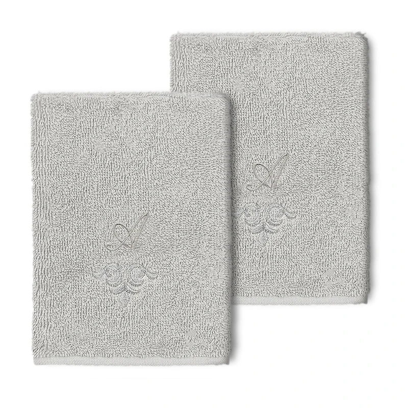 Linum Home Textiles Monica Silver 2-pc. Embellished Washcloth