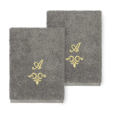 Linum Home Textiles Monica Gold 2-pc. Embellished Washcloth