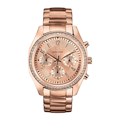 Caravelle New York® Womens Rose-Tone Bracelet Chronograph Watch 44L117