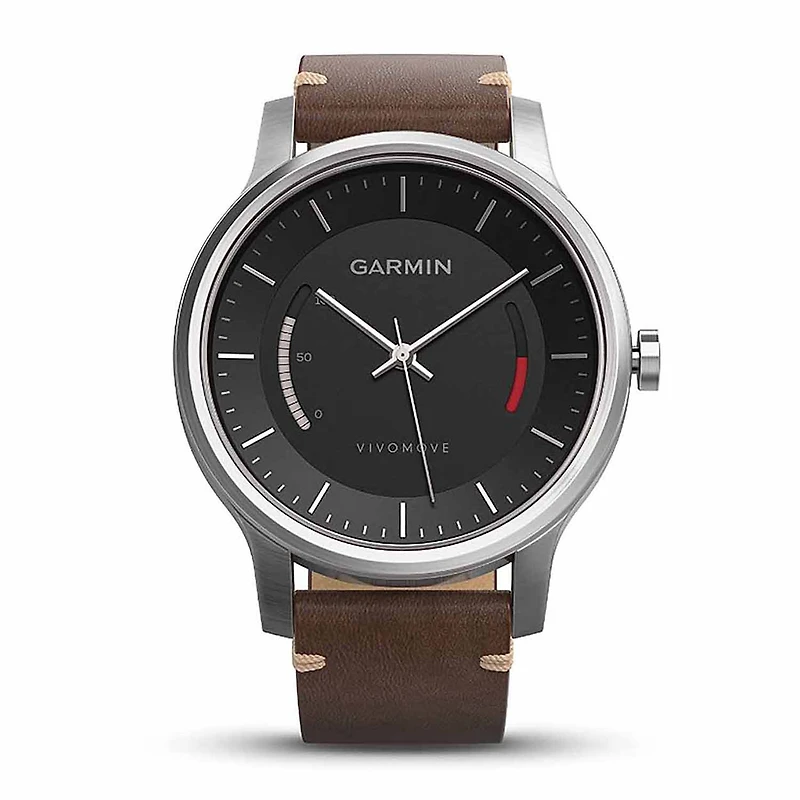 Garmin Vivomove Mens Brown Leather Smartwatch-0100159722