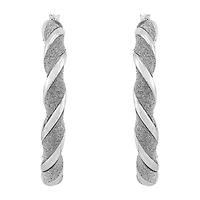 Womens Sterling Silver 40mm Round Hoop Earrings