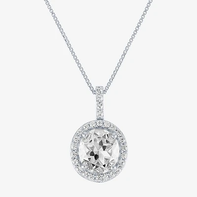 Womens Lab Created White Sapphire Sterling Silver 18 Inch Pendant Necklace