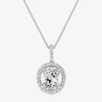Womens Lab Created White Sapphire Sterling Silver 18 Inch Pendant Necklace