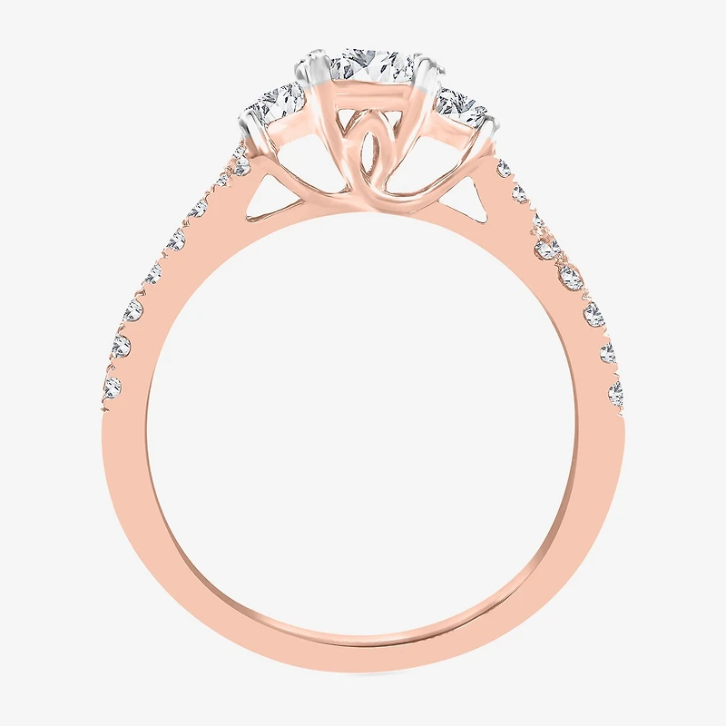 Love Lives Forever (H-I / Si1-Si2) Womens CT. T.W. Lab Grown White Diamond 10K Gold 3-Stone Engagement Ring