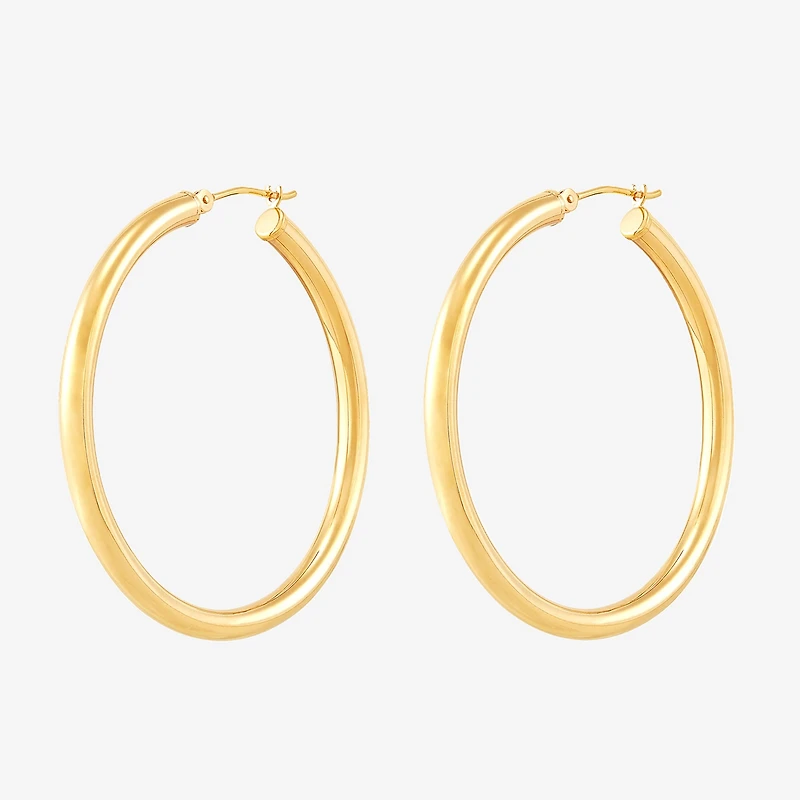 Womens 14K Gold 40mm Round Hoop Earrings