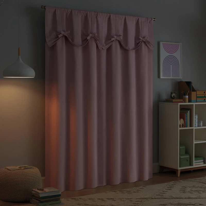 Eclipse Kids Bow Rod Pocket Blackout Single Curtain Panel