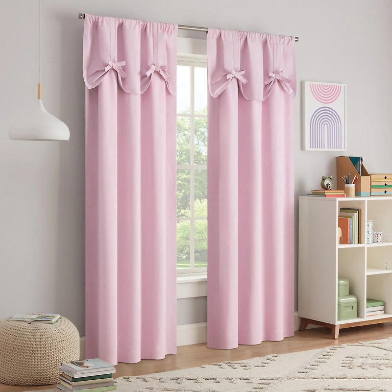 Eclipse Kids Bow Rod Pocket Blackout Single Curtain Panel