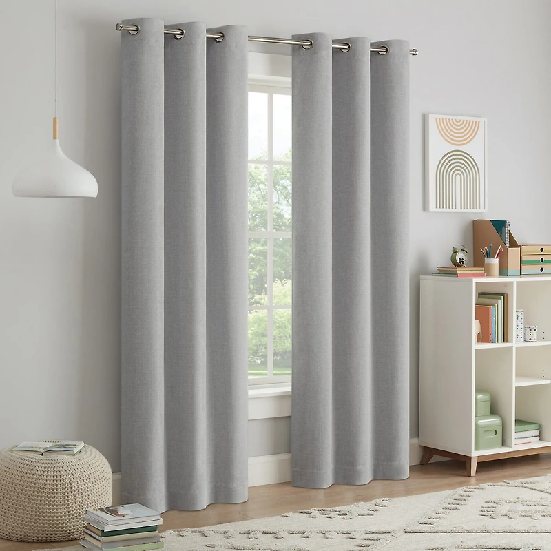Eclipse Kids Chambray Grommet Top Blackout Single Curtain Panel