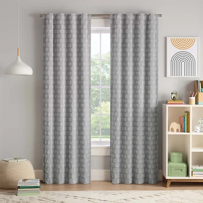 Eclipse Kids Dot Clip Rod Pocket Blackout Single Curtain Panel
