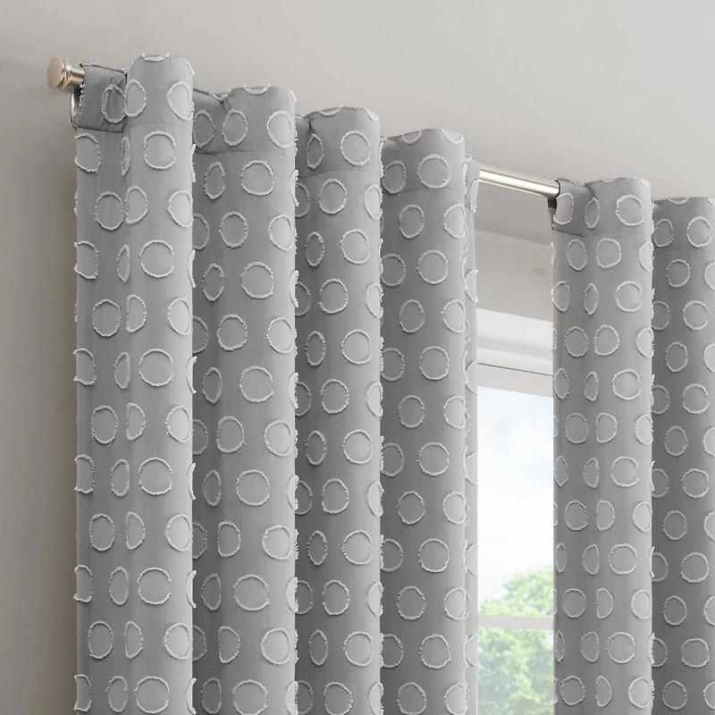 Eclipse Kids Dot Clip Rod Pocket Blackout Single Curtain Panel