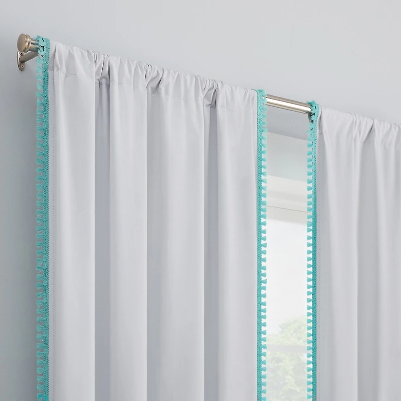 Eclipse Kids Tassel Rod Pocket Blackout Single Curtain Panel