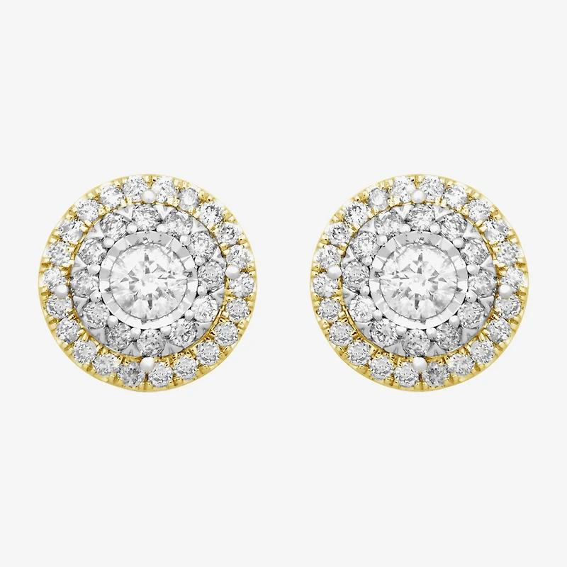 Diamond Blossom (H / I1) 1 CT. T.W. Lab Grown White Diamond 10K Gold 10.6mm Round Stud Earrings