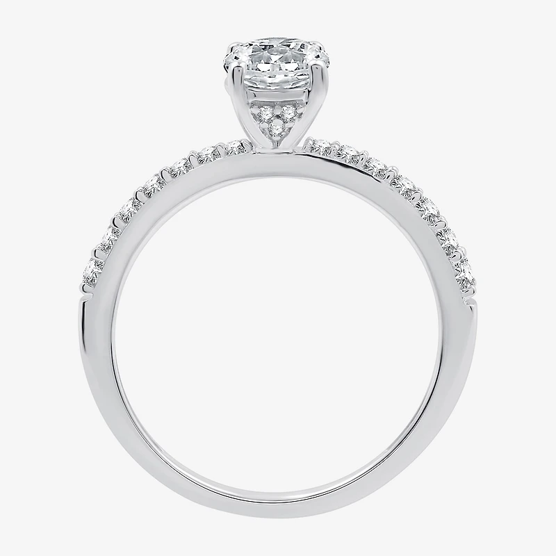 I Said Yes (H-I / I1) Womens 1 CT. T.W. Lab Grown White Diamond Sterling Silver Round Side Stone Engagement Ring