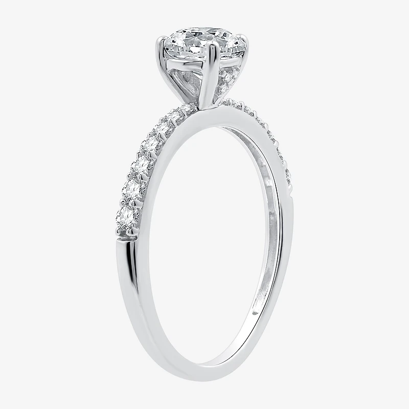 I Said Yes (H-I / I1) Womens 1 CT. T.W. Lab Grown White Diamond Sterling Silver Round Side Stone Engagement Ring