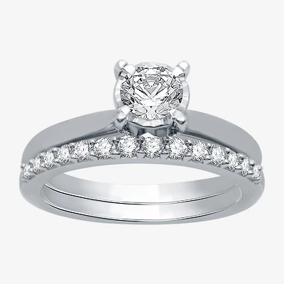I Said Yes (H-I / I1) Womens 1 CT. T.W. Lab Grown White Diamond Sterling Silver Round Solitaire Bridal Set