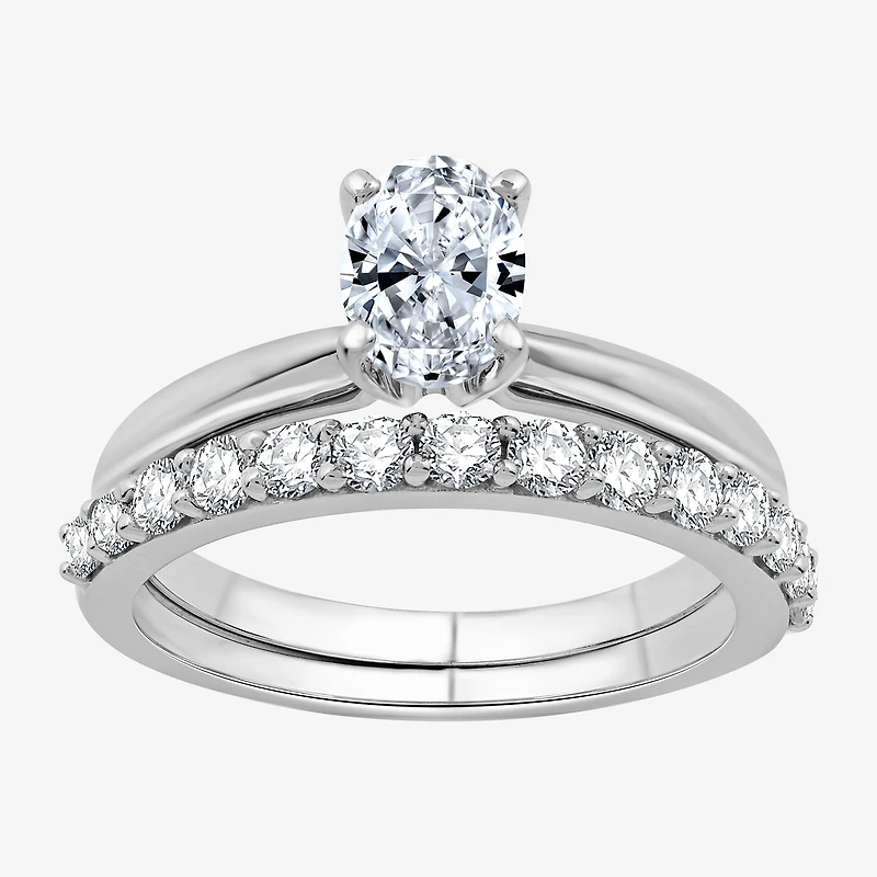 I Said Yes (H-I / I1) Womens 1 CT. T.W. Lab Grown White Diamond Sterling Silver Oval Solitaire Bridal Set