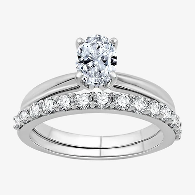 I Said Yes (H-I / I1) Womens 1 CT. T.W. Lab Grown White Diamond Sterling Silver Oval Solitaire Bridal Set