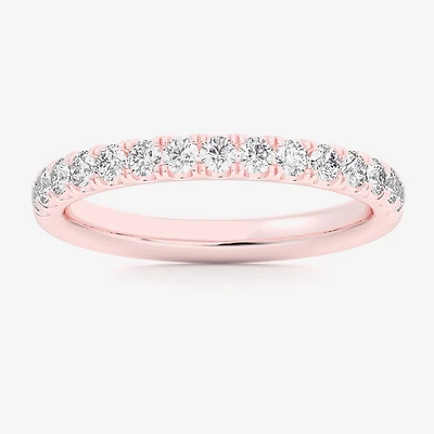 Signature By Modern Bride (Si1-Si2/H-I) Womens 2MM 1/2 CT. T.W. Lab Grown White Diamond 14K Gold Wedding Band
