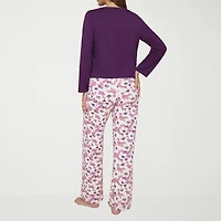 Ilusion Womens Crew Neck Long Sleeve 2-pc. Pajama Set