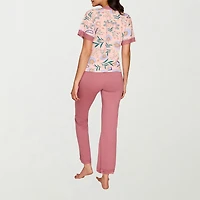 Ilusion Womens Round Neck Short Sleeve 2-pc. Pajama Set