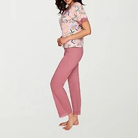 Ilusion Womens Round Neck Short Sleeve 2-pc. Pajama Set
