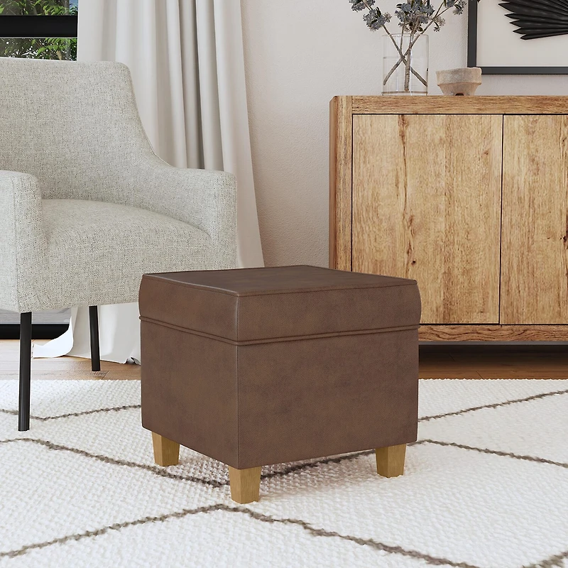 Kinfine HomePop Square Ottoman with Lift Off Top Velvet