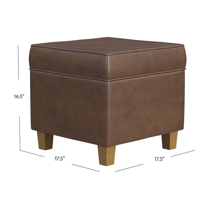 Kinfine HomePop Square Ottoman with Lift Off Top Velvet