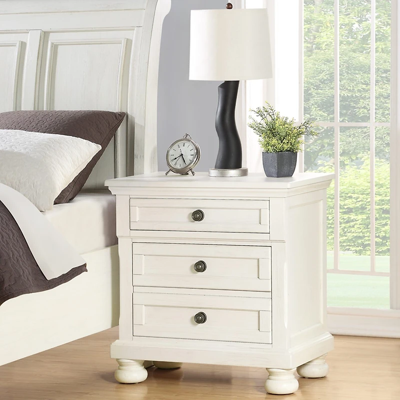Avalon Furniture Wright 3 Drawer Nightstand in Oyster White