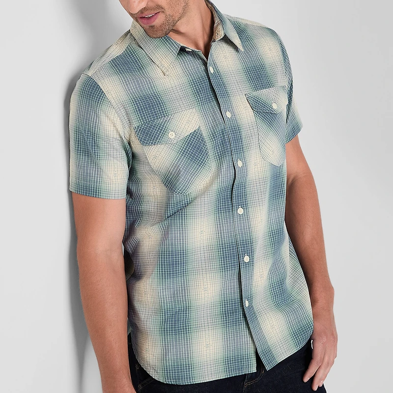 Frye and Co. Mens Short Sleeve Regular Fit Button-Down Shirt