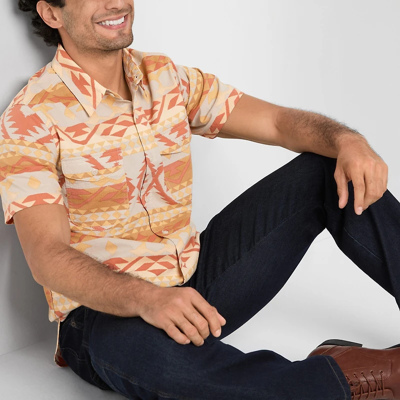 Frye and Co. Mens Short Sleeve Regular Fit Button-Down Shirt