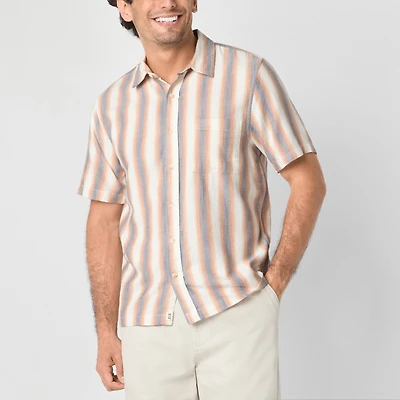 mutual weave Mens Short Sleeve Regular Fit Button-Down Shirt