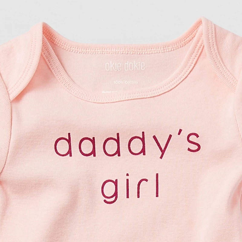 Okie Dokie Baby Girls Round Neck Short Sleeve Rib Bodysuit