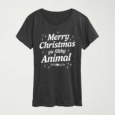 Filthy Animal Womens Crew Neck Short Sleeve Regular Fit Graphic T-Shirt