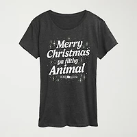 Filthy Animal Womens Crew Neck Short Sleeve Regular Fit Graphic T-Shirt