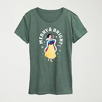 Merry And Bright Womens Crew Neck Short Sleeve Regular Fit Princess Graphic T-Shirt