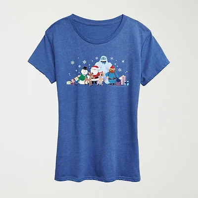 The Whole Crew Womens Neck Short Sleeve Regular Fit Rudolph Graphic T-Shirt