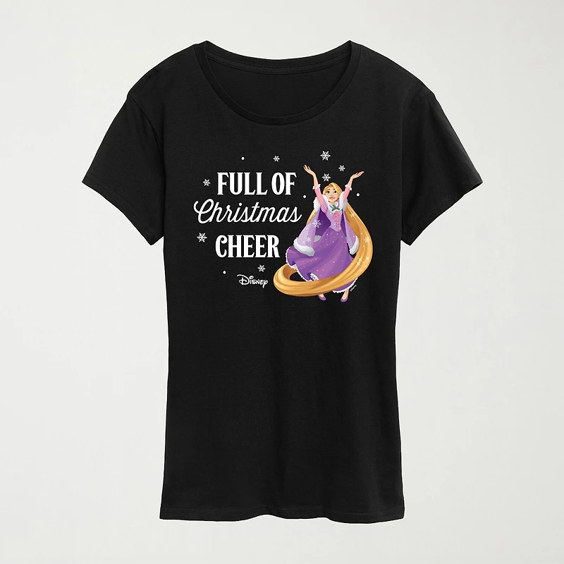 Christmas Cheer Womens Crew Neck Short Sleeve Regular Fit Princess Graphic T-Shirt