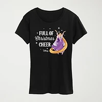 Christmas Cheer Womens Crew Neck Short Sleeve Regular Fit Princess Graphic T-Shirt