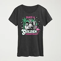 Golden Christmas Womens Crew Neck Short Sleeve Regular Fit Graphic T-Shirt