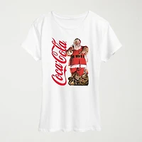 Santa Sip Womens Crew Neck Short Sleeve Regular Fit Graphic T-Shirt