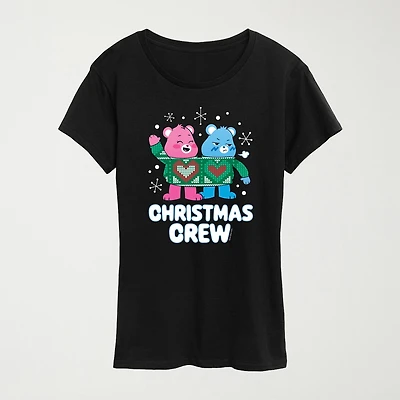 Christmas Crew Womens Neck Short Sleeve Regular Fit Care Bears Graphic T-Shirt