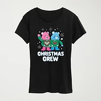 Christmas Crew Womens Neck Short Sleeve Regular Fit Care Bears Graphic T-Shirt