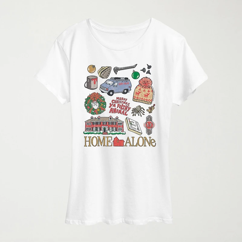 Sticker Style Womens Crew Neck Short Sleeve Regular Fit Graphic T-Shirt