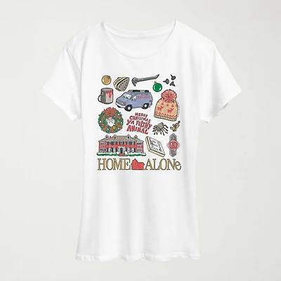 Sticker Style Womens Crew Neck Short Sleeve Regular Fit Graphic T-Shirt