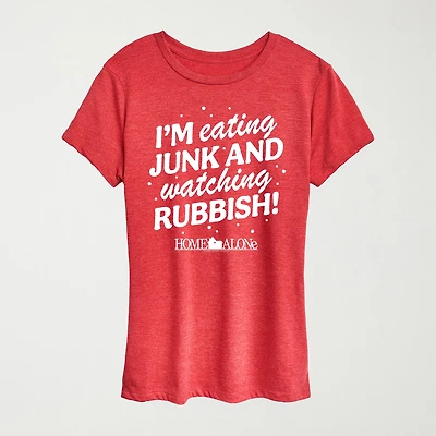 Eating Junk Womens Crew Neck Short Sleeve Regular Fit Graphic T-Shirt