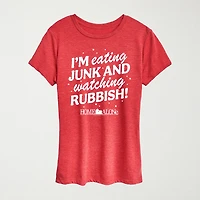 Eating Junk Womens Crew Neck Short Sleeve Regular Fit Graphic T-Shirt