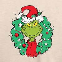 Grinch Wreath Womens Round Neck Long Sleeve Regular Fit Graphic T-Shirt